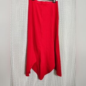 Elegant Red High Low Skirt